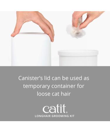 Catit Grooming Kit for Medium-Longhaired Cats. Canister includes 5 tools: Pin brush Long dematter metal slicker brush grooming comb with rolling pins and curved nail clippers - Buy Online on GoSupps.com