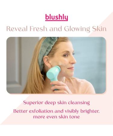 Blushly Facial Cleansing Brush - 360 Degree Exfoliating Facial Brush - Skin Care Routine Essential for Deep Cleaning - Pink - Buy Online on GoSupps.com