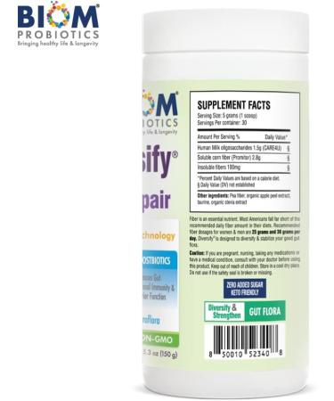 Diversify Total Gut Health Human Milk Oligosaccharides with prebiotics + Resistant Starch. Precision Probiotic Formula to Help with Leaky Gut. Vegan Non-GMO Gluten-Free (1 Unit) - Buy Online on GoSupps.com