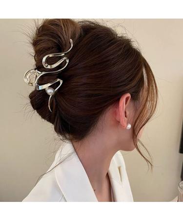 Silver Metal Irregular Wave Hair Claw Clips - Large Strong Hold Hair Clamps for Women and Girls - Buy Online on GoSupps.com