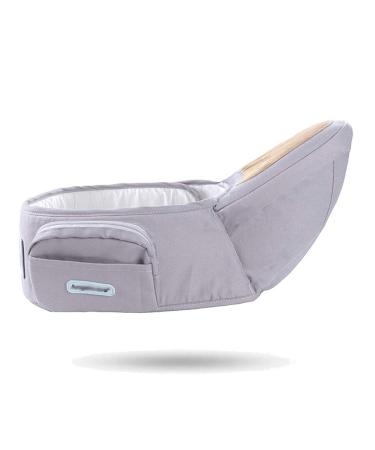 ANGELBB Baby Hip Seat Carrier with Pockets Ergonomic Infant Waist Stool Adjustable Belt Multiple Safe Guaranteed Fabric Anti-Slip Lightweight for Newborn Shower (Grey)