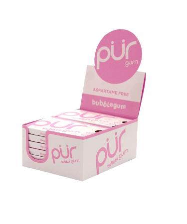 PUR Gum Sugar Free Chewing Gum with Xylitol, Aspartame Free + Gluten Free, Vegan & Keto Friendly - Natural Bubblegum Flavored Gum, 9 Pieces (Pack of 12) Bubblegum 9 Count (Pack of 12)