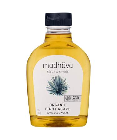 Madhava Organic Light Agave, 100% Pure Organic Blue Agave Nectar, Natural Sweetener, Sugar Alternative, Vegan, Organic, Non GMO, Liquid Sweetener, 17 Ounce 17 Ounce (Pack of 1)