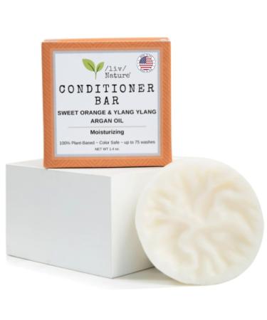 Conditioner Bar | Moisture and Volume for Dry Hair | with Organic Essential Oils | Travel | Orange Ylang Ylang Argan Oil | USA 1-pk