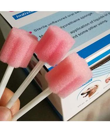 Xrten 50 Pieces Disposable Oral Care Sponge Swabs - Pink Mouth Cotton Swabs for Effective Oral Hygiene - Buy Online on GoSupps.com