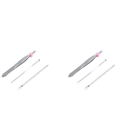 Balawin 2X 3 in 1 Earpick Comedones Stick Eyebrow Tweezer Cosmetic Tool Set