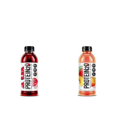 Protein2o Whey Protein Isolate Infused Water Bundle (12 Pack) - Wild Cherry and Peach Mango Flavors Cherry Drink + Protein Drink Peach Mango