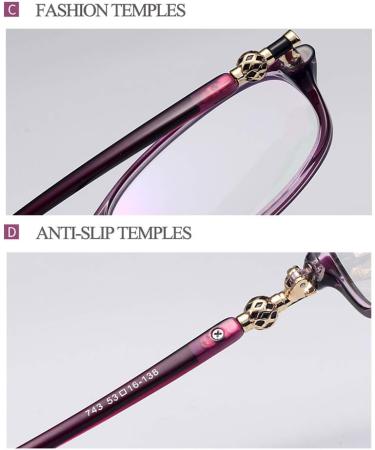 ACXZ Flexible TR90 Reading Glasses for Men & Women - Radiation Safe Stylish Purple & Black - Strength Options 1.0 to 3.0 - Buy Online on GoSupps.com