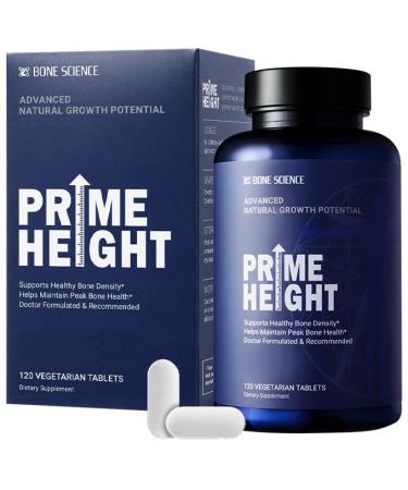 BONE SCIENCE Prime Height Bone & Growth Support with Calcium Vitamin D3 & K2 Magnesium & Zinc Nutrient-Based Vegan Immune Formula Non-GMO 120 Tablets