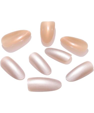 Coffin False Nails Natural Pink Press on Nails French Short Fake Nails Ballerina Acrylic Stick on Nails 24pcs for Women and Girls with solid glue nail lamp (Color : White Size : B) - Buy Online on GoSupps.com