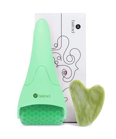 Ice Roller and Gua Sha Facial Tools  BAIMEI Ice Roller for face Reduces Puffiness Migraine Pain Relief (All Green)