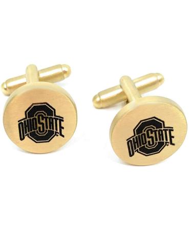 Laser Engraved Gifts Ohio State University Buckeyes Cuff Links Brushed Gold Cufflink Set
