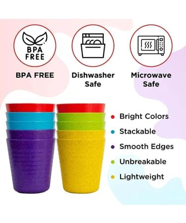 Klickpick 20 Kids Wheat Straw Fiber Cups 8 Oz - Reusable & Dishwasher Safe - BPA-Free, Bright Colored Unbreakable Tumblers for Children - Buy Online on GoSupps.com