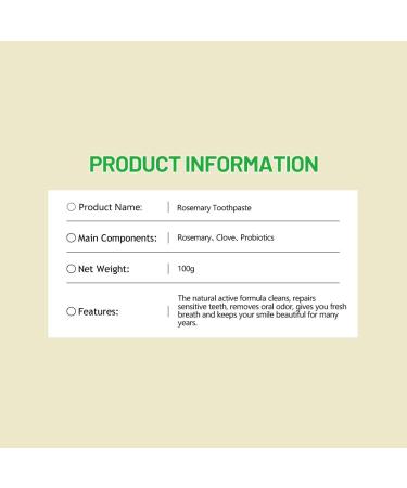 DISAAR Beauty Rosemary Toothpaste Herbal Extract Clove Probiotics Removes Stains Stronger Teeth 100g / 3.38oz - Buy Online on GoSupps.com