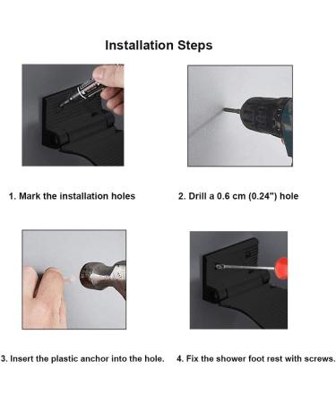 GODECOR Solid Alloy Metal Shaving Pedestal | Black Leg Pedestal for Shower | Folding Foot Rest for Hotel | YL00029 (Black) - Buy Online on GoSupps.com