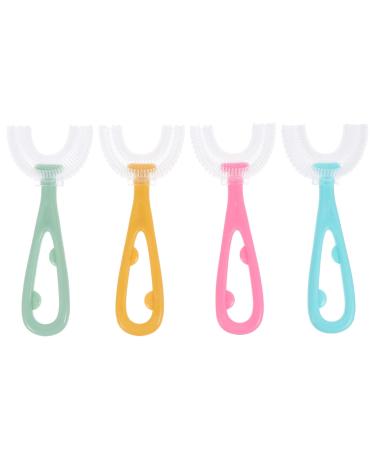 ARTIBETTER 4 Pcs Manual Toothbrush for Kids Age 6-12 Years  U Shaped Silicone Soft Toothbrush for Boys Girls (Large)