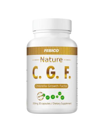 FEBICO Chlorella Growth Factor CGF Capsules 350mg 30 Count Non-GMO Vegan Supplement for Immunity & Cognitive Health Natural Spermidine Superfood