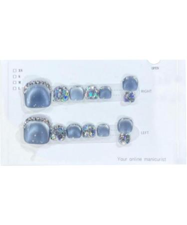 Toe Nails Glitter | Glitter Artificial Toenail Glossy Fake Toe Nails Sparkling Cat's Eye Toenail Manicure Art for Women Girls for Summer - Buy Online on GoSupps.com