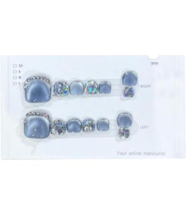 Toenails Glitter - Glitter Toenails - Manicure Art Glossy Fake Toe Nails Sparkling Cat's Eye Toenail for Summer for Women Girls