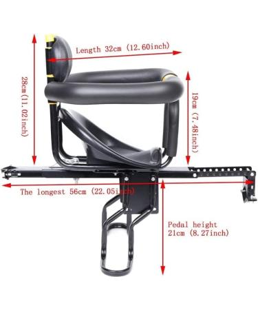 Gdrasuya10 Portable Front Mounted Baby Bike Seat | Lightweight Child Safety Seat with Padded Saddle and Foot Pedal - Buy Online on GoSupps.com