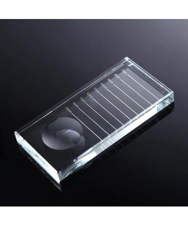 2-in-1 eyelash extension crystal palette glass false eyelash stand stand tray streaks tile holder for lashes glue nail art painting color toning glass board (1 piece)