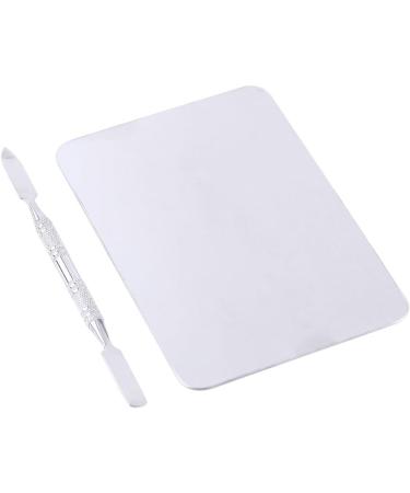 Stainless Steel Makeup Mixing Palette - Rec Shape Plate with Spatula for Nail Art & Cosmetic Blending - Buy Online on GoSupps.com