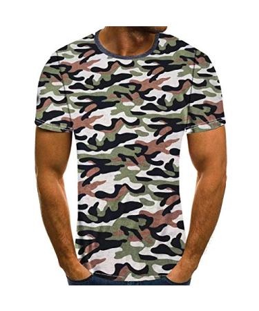 Mens Pattern T-Shirts Short Sleeve Longline Curved Hem Shirts Crewneck Hip Hop Tee Tops Small Green Black S10