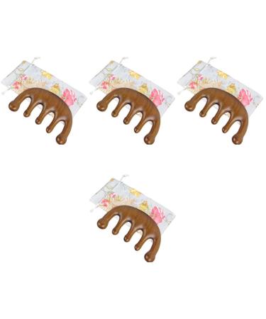 minkissy 4pi ces Peigne De Pour Massage Outil De Soins Multifonctionnel Portable Pour Cheveux Et Relaxation 11x5.5cmx4pcs Marron clair x 4 pi ces