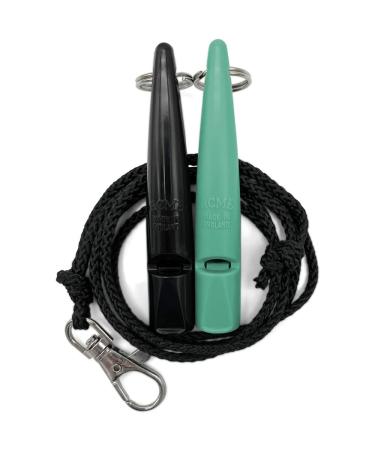 Acme dog whistle No.211.5 with pipe band |In a double pack |2 pipes including 2 ligaments |Ideal for the recall - loud and extensive (black + turquiosis)