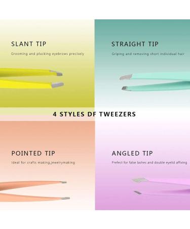 Voarge Professional Stainless Steel Tweezers Set (4 Piece) Eyebrow Tweezer Slant tip Pointed & Straight Best Precision Tweezers for eyebow ingrown Hair False Nose Hair Exfoliate (Weiß) - Buy Online on GoSupps.com