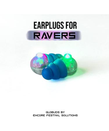 GloBuds Light Up Noise Cancelling Ear Plugs - 6 Pairs with Silicone Reusable Design for Concerts, Raves, and Festivals - Includes Smell Proof Holographic ZipLock Bag and Sticker - Buy Online on GoSupps.com