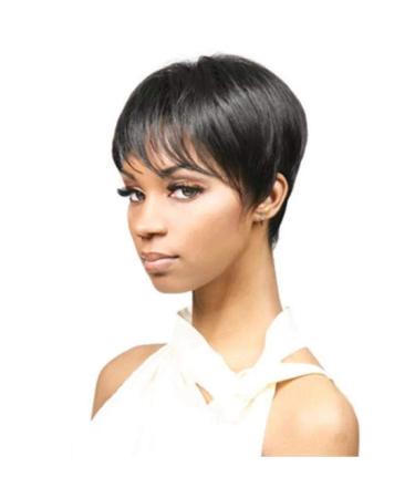 Stylish European & American Wigs for Black Women | Short Natural Straight Hair | Dark Brown & Ash Options - Buy Online on GoSupps.com