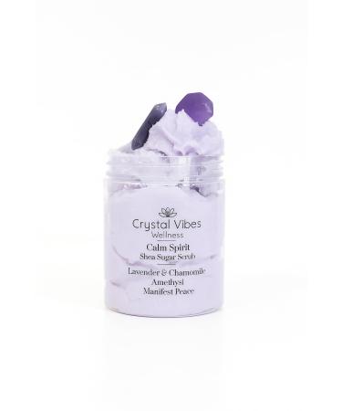 Calm Spirit Sugar Scrub Lavender & Chamomile with Amethyst Crystal & Mini Soap Gem