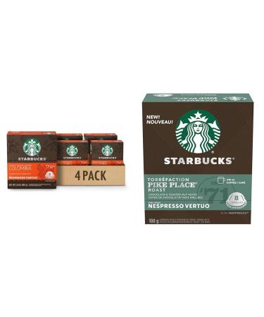 Starbucks By Nespresso Single Origin Columbia Coffee Pods Medium Roast Nespresso Vertuo Line Compatible Capsules 4 X 8 Coffee Pods 32 Count & By Nespresso Pike Place Roast Coffee Pods Coffee Pods + Roast Coffee Pods