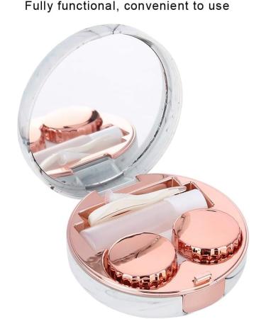 Portable Contact Lens Container with Mirror - Travel-Friendly Soaking Case & Eye Care Kit in Pink | Marble Design - Buy Online on GoSupps.com