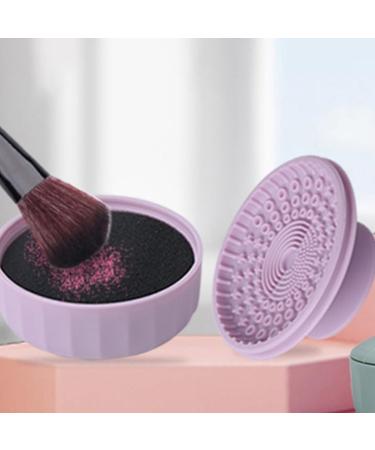 SOLUSTRE Makeup Brush Cleaner Silicon Makeup Brush Cleaning Tool Cosmetic Brush Cleaning Pad with Color Removal Sponge 2 in 1 Cleaner Box for Dry Brush Color - Buy Online on GoSupps.com