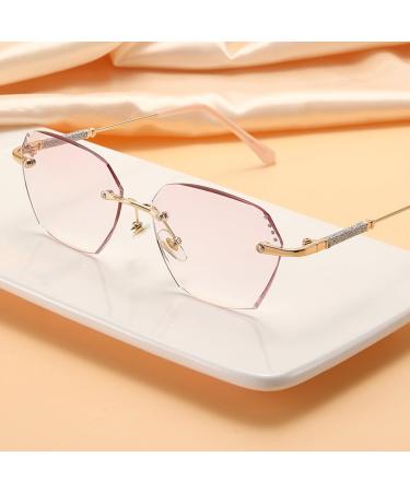 Women's Fashion Rimless Blue Light Blocking Reading Glasses Tinted Lenses Computer Readers Anti Glare Glasses(Couleur:Gold Grandeur:2.5x) - Buy Online on GoSupps.com