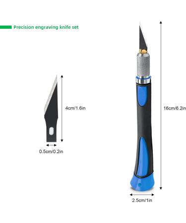 FOSHIO Precision Craft Knife Set - 2 Pack with 20 Replacement Blades, Non-Slip Handle, Protective Cover - for Art, Craft, Scrapbooking - Blue - Buy Online on GoSupps.com