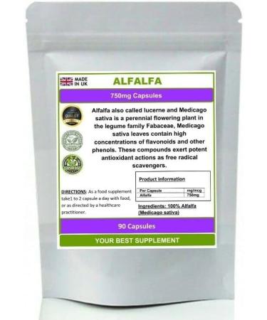 Alfalfa Capsules 750mg Organic Super FoodDetox and Cleanse Antioxidant 120 - Buy Online on GoSupps.com