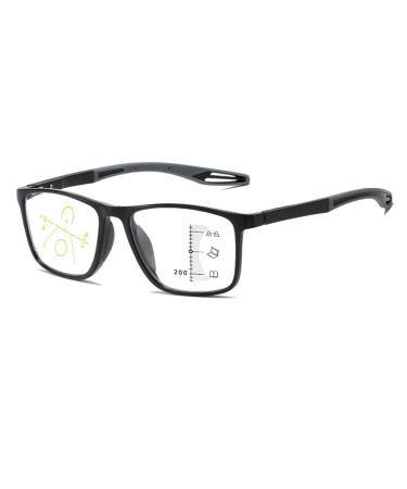 TR90 Flexible Blue Light Blocking Reading Glasses Progressive Multifocus Computer Readers Anti Glare Glasses(Couleur:Noir Grandeur:0.0X)
