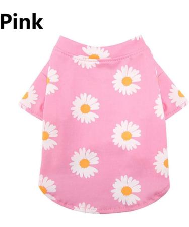 WEYATO Dog Shirt Flowers Summer Cool Beach Cotton Vest for Dogs Cats - Adorable Pink Small Pet Apparel - Buy Online on GoSupps.com
