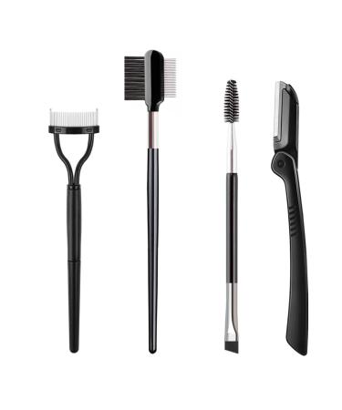 Ey brow set eyelash brush set duo eyebrow brush eyelash comb metal eyelash eyelash comb stainless steel eyelash separator comb eyebrow brush 2-in-1 with eyebrow razor