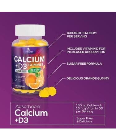 Sugar Free Calcium Gummy with Vitamin D3 for Immune & Bone Health - 120 Non-GMO Orange Flavor Gummies - Buy Online on GoSupps.com