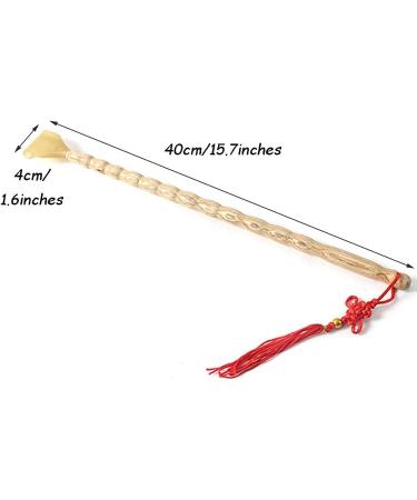 Gaxqfei Prime Back Scratcher - Solid Wood Horn Back Scratcher Set (2) | Chinese Style Back Scratches for Home Use & Gifts | 15.7 x 1.6 inches - Natural Color - Buy Online on GoSupps.com