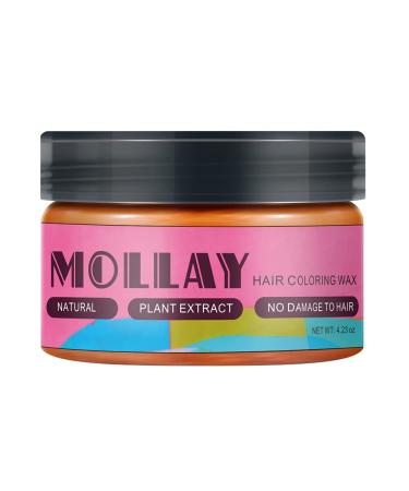 MOLLAY Wash Out Temporary Hair Color Wax Orange (10 Colors) Vegan, Cruelty-free Orange 4.23 Ounce (Pack of 1)