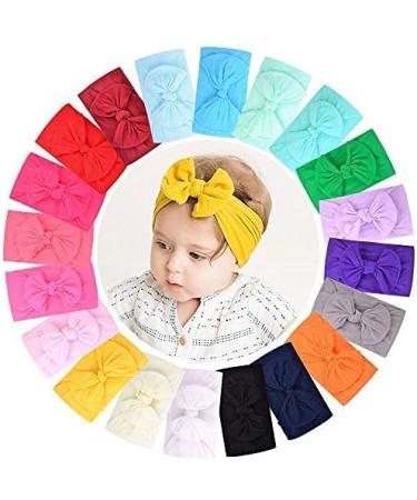 YHXX YLEN Baby Headbands - 20 Pack Girls Knot & Elastic Bows Turban Hairbands | Soft Knit Head Wraps for Infants - Buy Online on GoSupps.com