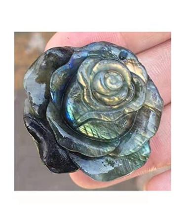1pc Natural Crystal Hand Carved Flower Labradorite Quartz for Gift Full of Texture