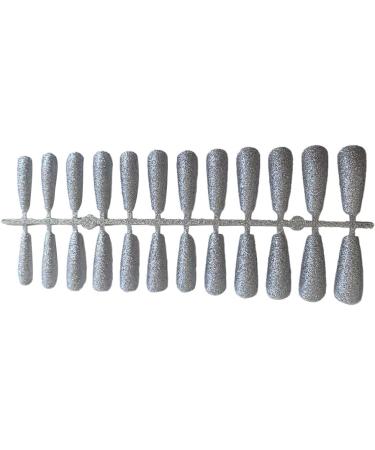 Dajidafu 24 Pieces False Nails Full Cover T-shaped Extra Long Press on Coffin Style Nail Tips DIY Supplies for Home Salon silver - Buy Online on GoSupps.com