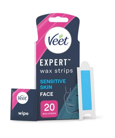 Veet Expert Cold Wax Strips Hair Removal Face Sensitive Skin 20 Strips each 4 Finish Wipes - Buy Online on GoSupps.com