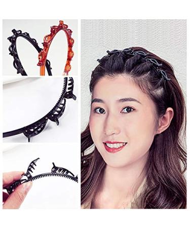 SHUNMEIL 6PCS Double Bangs Hairstyle Hairpin Set - Woven Large Hair Accessories - Headband Hair Bands in Black, Brown, and Pink - Buy Online on GoSupps.com